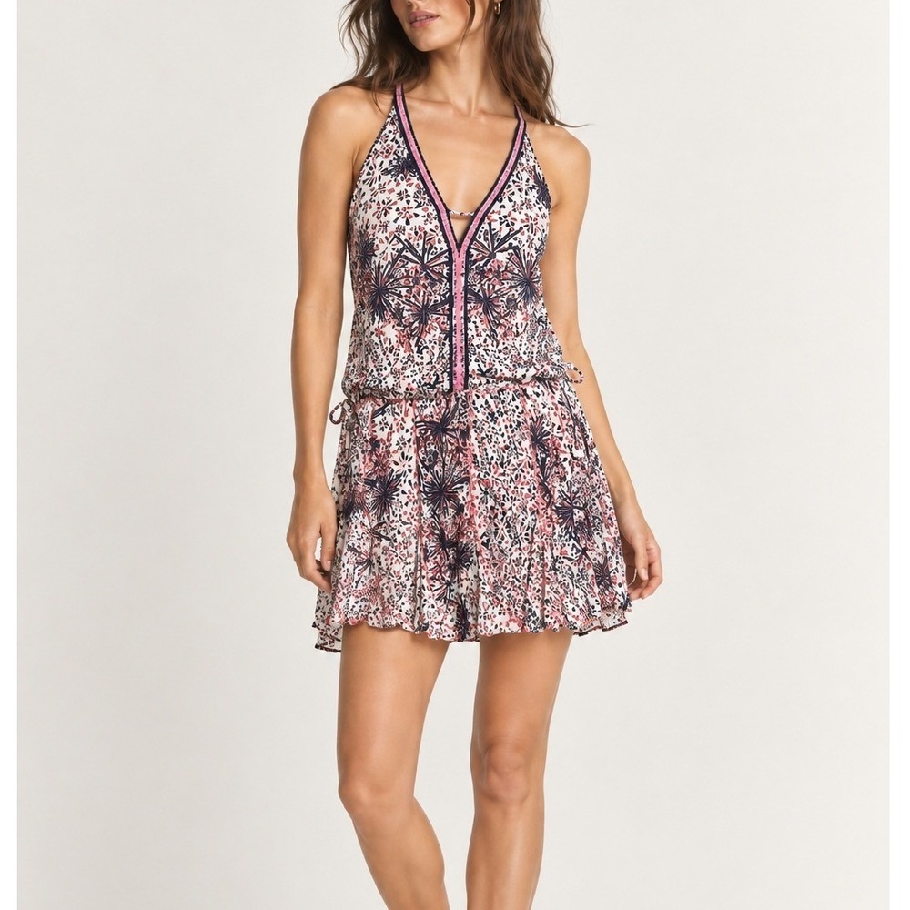 Poupette St Barth Nola Mini Dress Women's Small Resort Boho Summer Ruffle